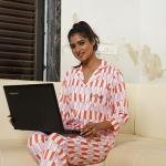 Peach Blush Checkered Cashmere Pajama Set