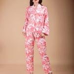 Pink Coral Floral Animal Print Silk Pajamas