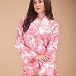 Pink Coral Floral Animal Print Silk Pajamas