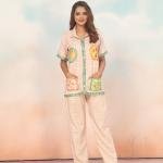 Peach Printed Ladies Short Sleeve Pyjamas
