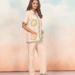 Peach Printed Ladies Short Sleeve Pyjamas