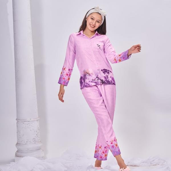 Soft Pink Floral Print Zara Pajama Set