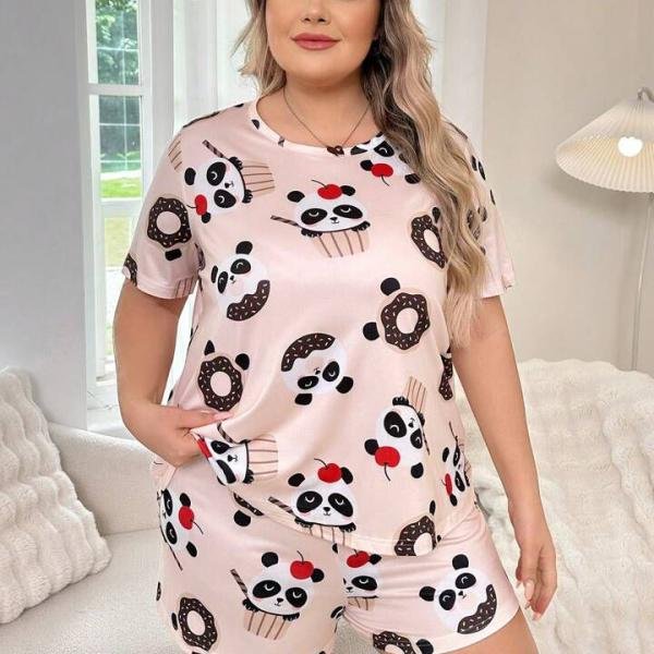 Cute Cartoon Print Shorts Nightwear for Women