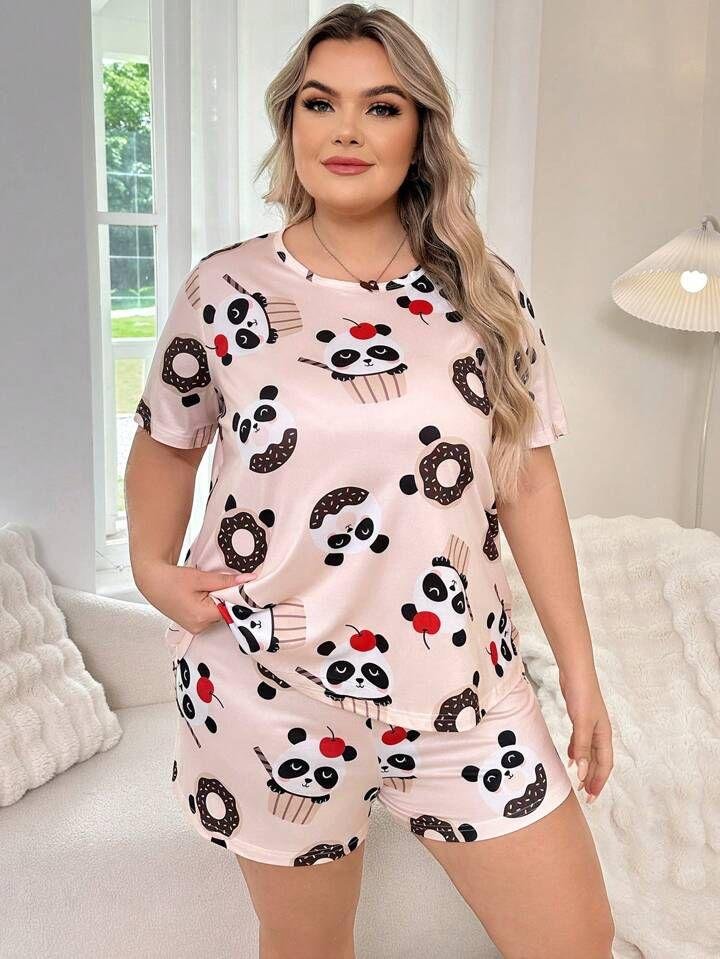 Cute Cartoon Print Shorts Nightwear for Women