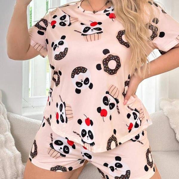 Cute Cartoon Print Shorts Nightwear for Women