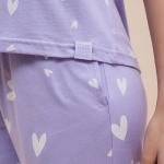 Lavender Heart Print Nightwear for Women Shorts Set
