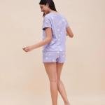 Lavender Heart Print Nightwear for Women Shorts Set