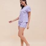 Lavender Heart Print Nightwear for Women Shorts Set