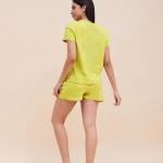 Lime Green Heart Print Ladies Shorts Nightwear
