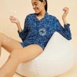 Royal Blue Shirt and Shorts Set Nightwear for Women