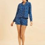 Royal Blue Shirt and Shorts Set Nightwear for Women